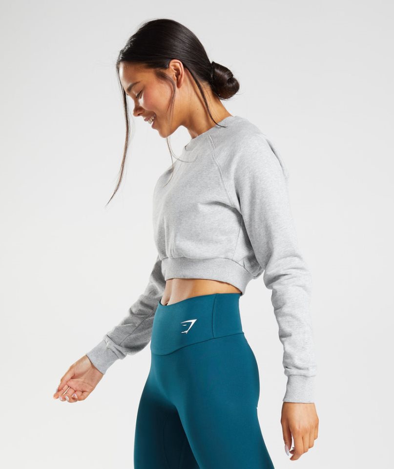 Women's Gymshark Training Cropped Sweatshirts Light Grey | NZ 2DWQIG